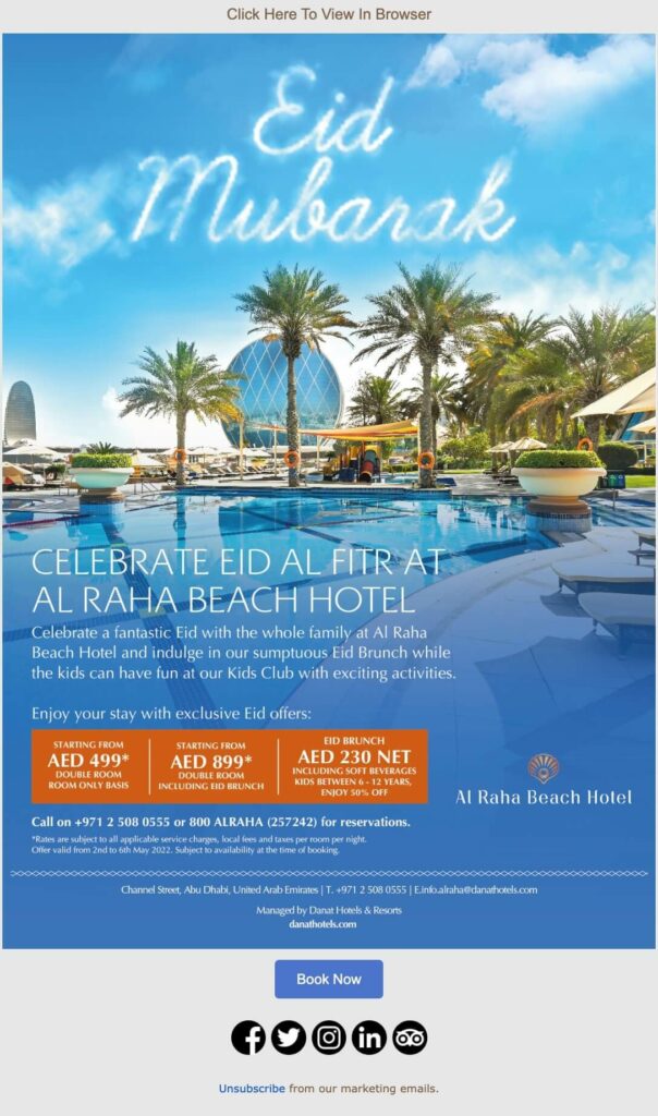 Ramadan campaign example by Al Raha Beach Hotel