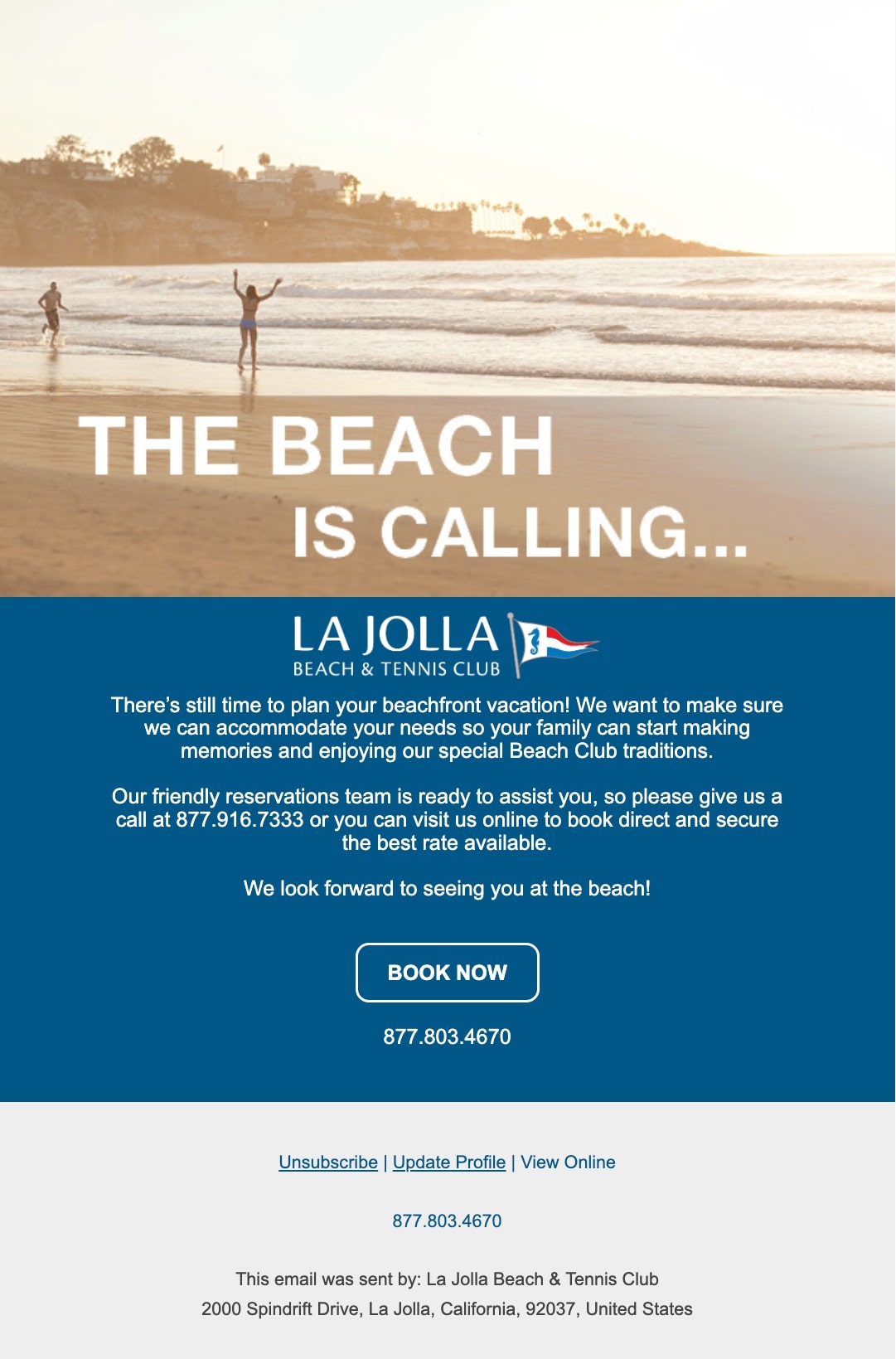 La Jolla Tennis & Beach Club campaign example