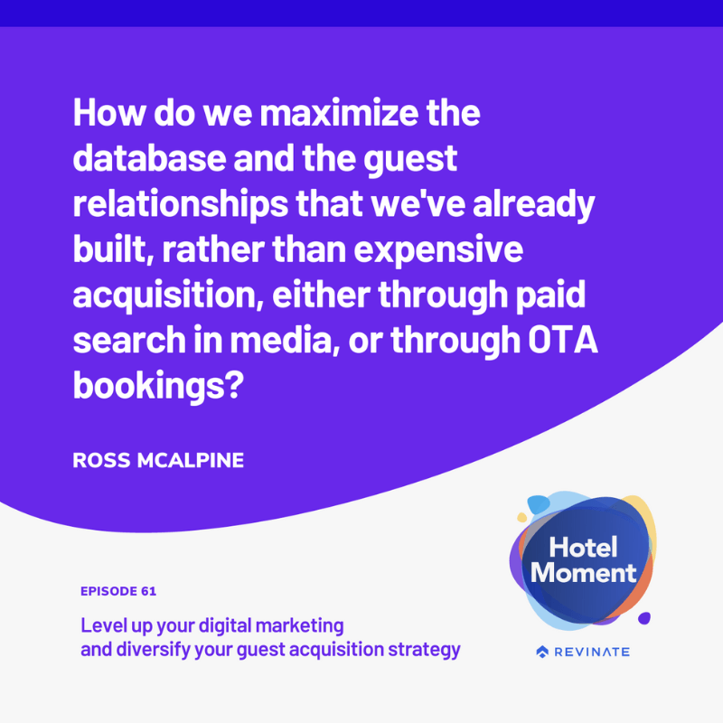 Hotel Moment episode #61 quote graphic about maximizing your guest database