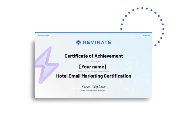 Revinate's Hotel marketing exam completion certificate