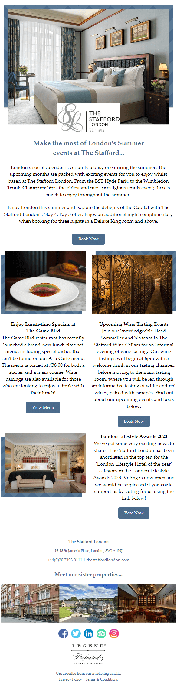 Fall email campaign example from the Hotel Windrow